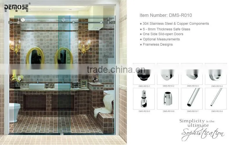 10mm Tempered Glass Used Shower Doors For Prefab DMS-R010