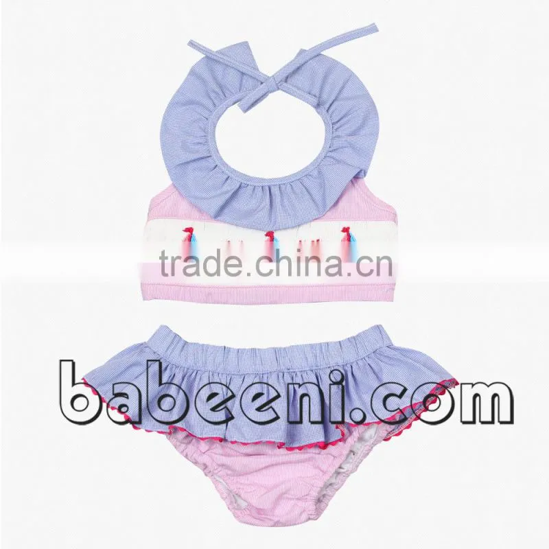 Summer crab handmade smocked bikini for baby girl