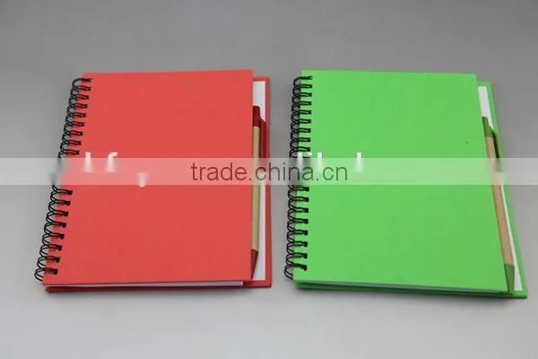 craft cover metal spiral notebook with sticky note and pen
