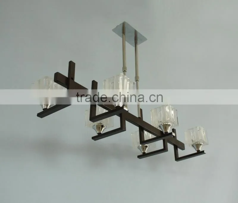2016 square glass hanging chrome chandelier