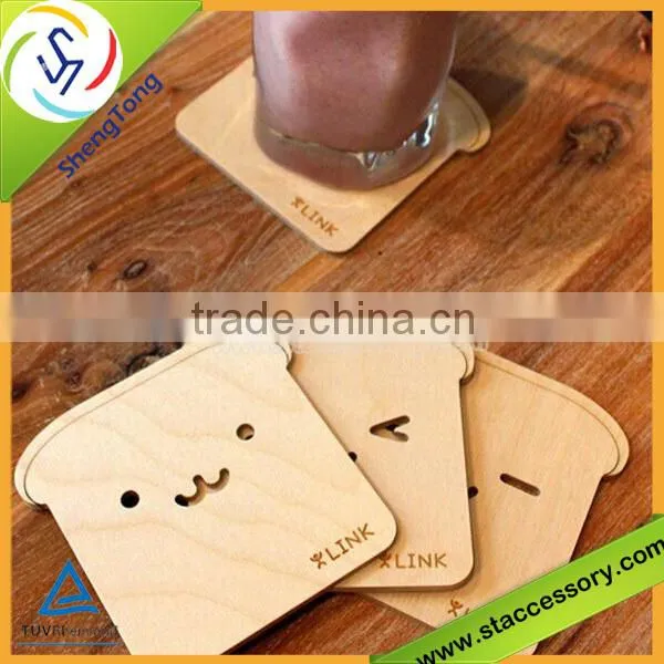 new design high quality cartoon wood drink coasters