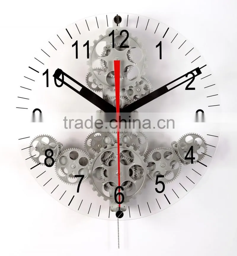 Fashion Design For Home Decoration Moving Round Gear Wall Clock