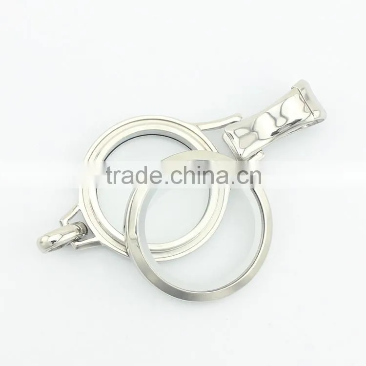 New design 316L stainless steel rhinestone lanyard floating charm glass locket