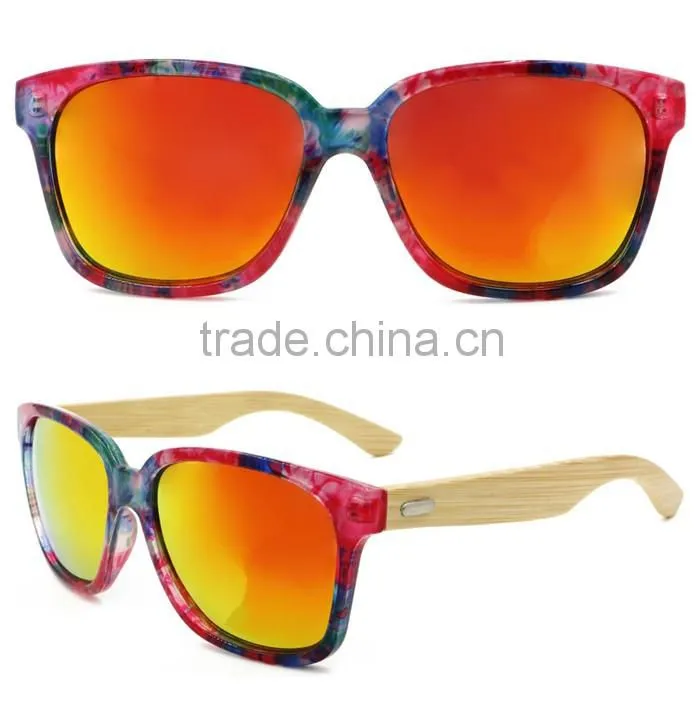 Plastic classic sunglasses wooden arms trendy glasses
