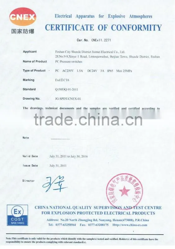 China Foshan Explosive proof pressure switch 602
