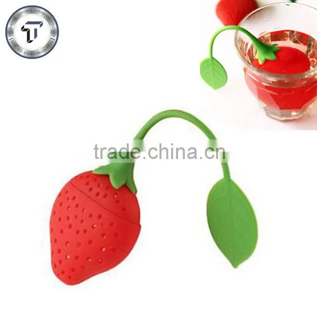 novel design silicone strawberry tea infuser