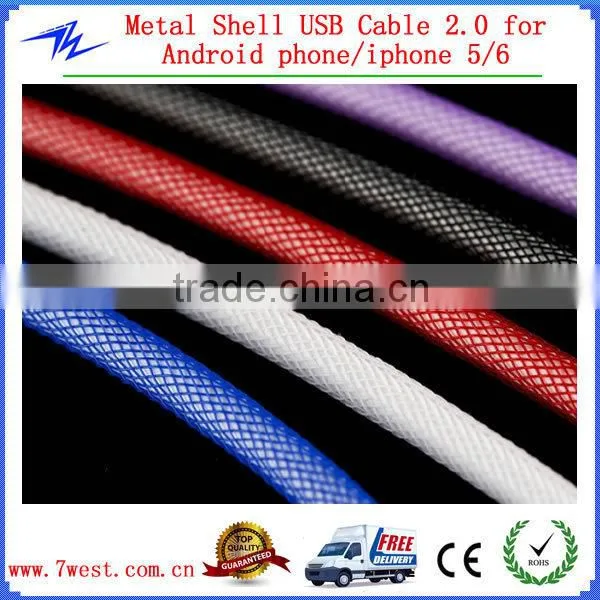 Newest Aluminum Mesh Braided Micro 5 pin USB Charger Cable for Samsung