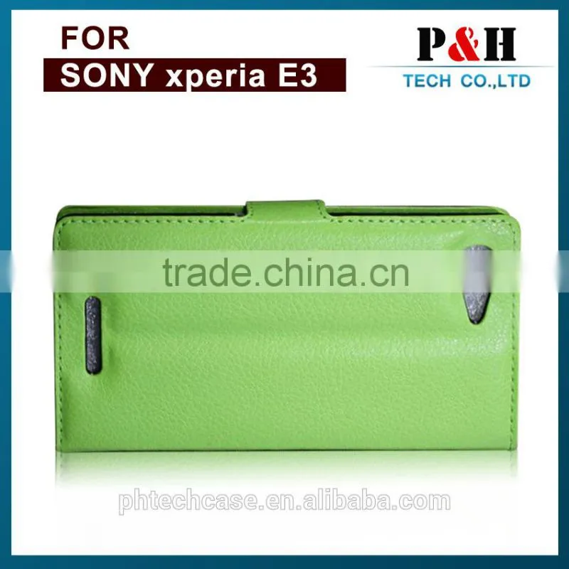 2015 popular case for E3 Pu Leather wallet filp Case for song xperia E3