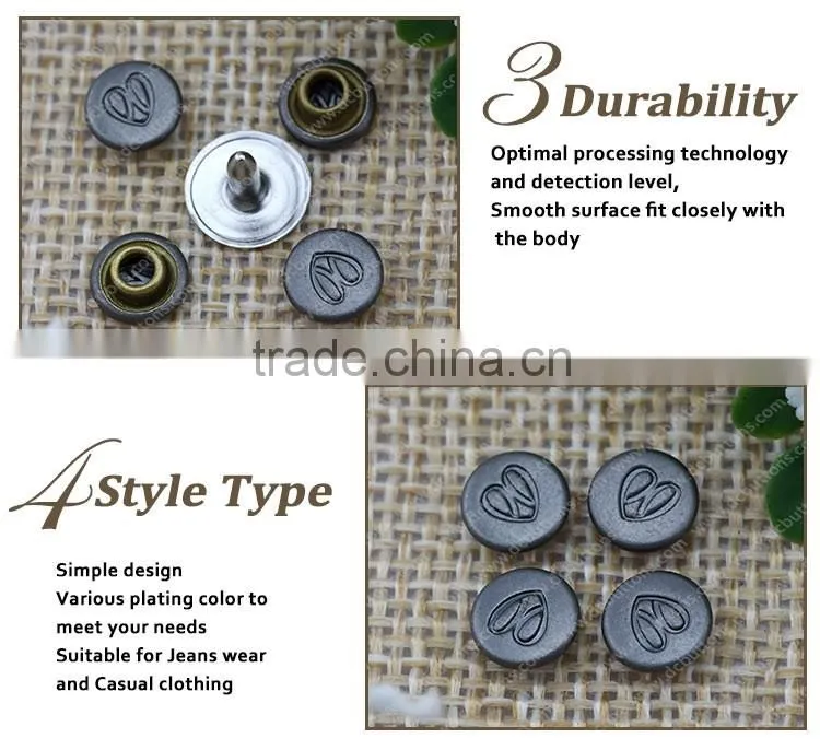 Vogue Customized Garment Button Rivet Metal Button Head Rivet for Clothing