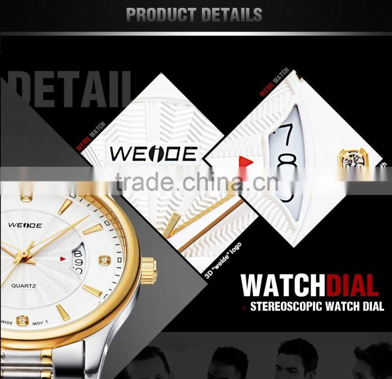 HOT SELLING!China Brand WEIDE Luxury Rose Gold Full Steel Waterproof Quartz Sports Men Watch 93005GG