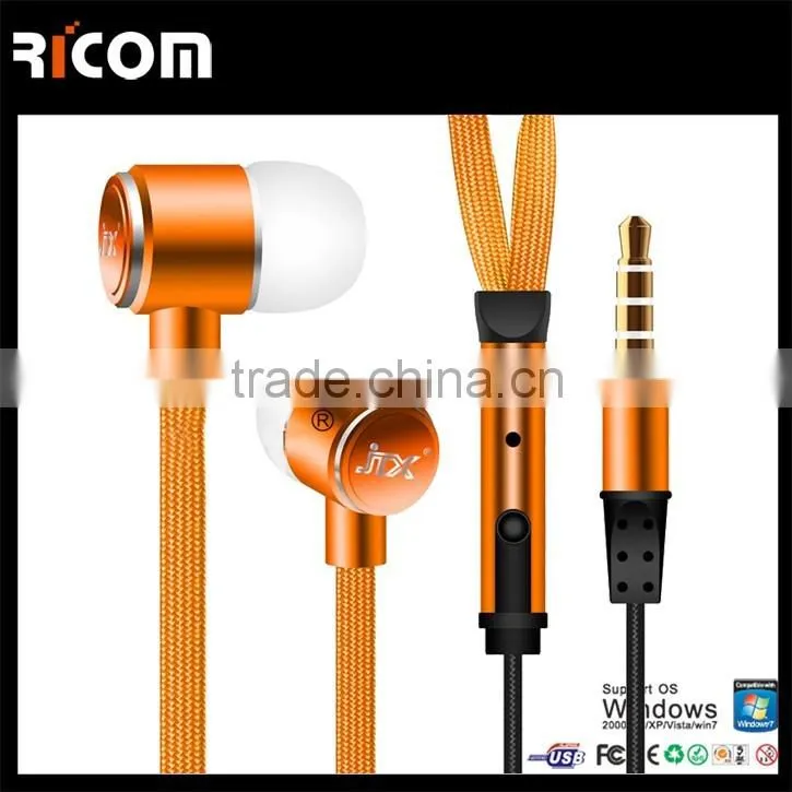 Hot Sell HIFI Stereo Shoelace earphone design with 3.5DC and with Microphone--EO3031B