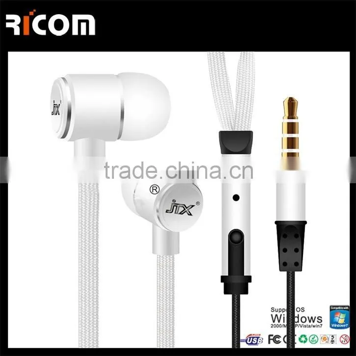 Hot Sell HIFI Stereo Shoelace earphone design with 3.5DC and with Microphone--EO3031B