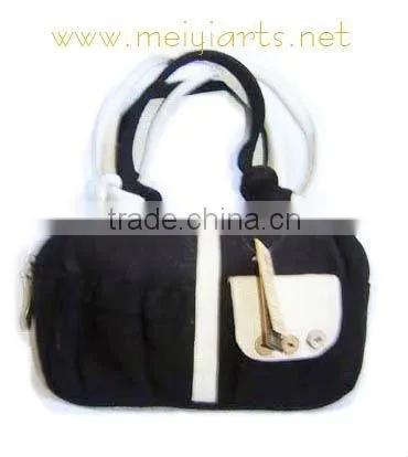 wholesale cheap women flax tote bags with zipper 156-1