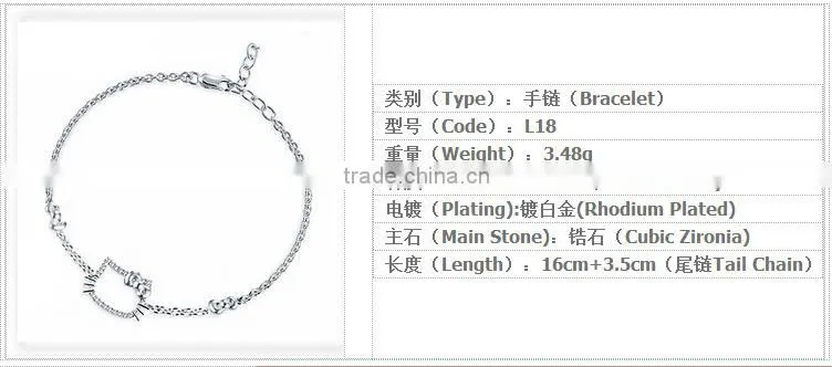 Cute cat shape jewelry for girl 925 sterling silver jewelry set