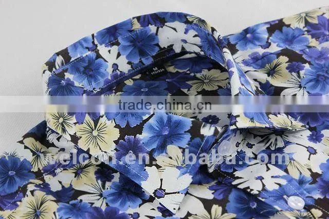 Hawaiian latest brand design Italian style 100% cotton slim fit casual trendy fashion short sleeve men printing shirt