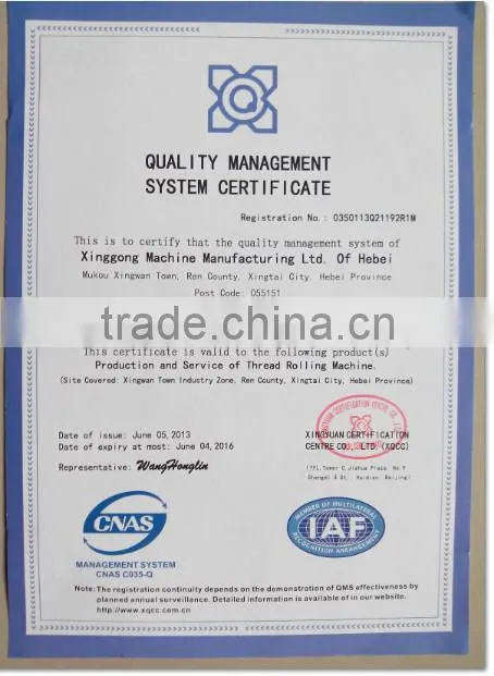 Hebei Xingtai thread rolling machine