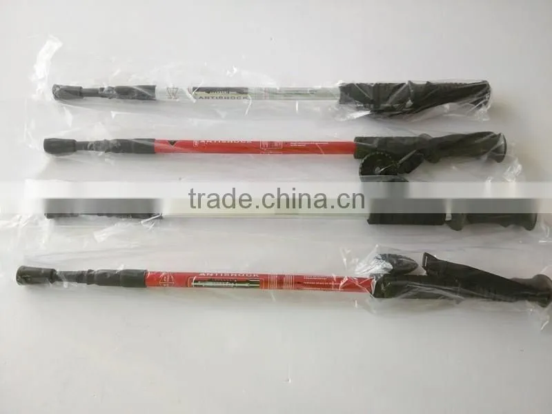 aluminum 3 sections telescopic adjustable hiking trekking pole nordic walking stick