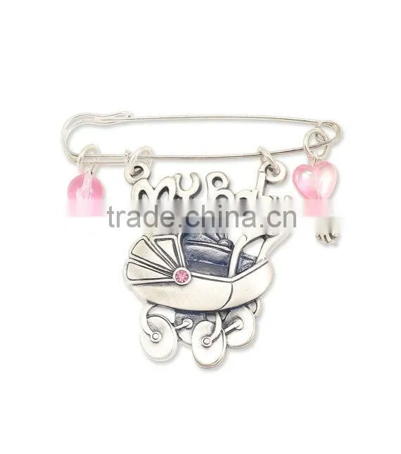 Baby Boy Newborn Gift carriage pin Hamsa Evil Eye Protect elements Gemstone crystal Silver Jewelry
