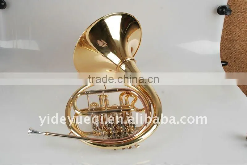 High quality yellow brass gold lacquer French horn