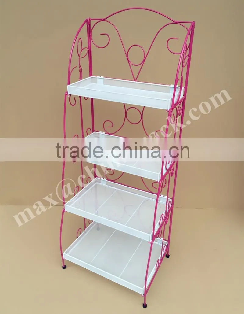 Convenient Folding Cosmetic Wire Basket Display Rack