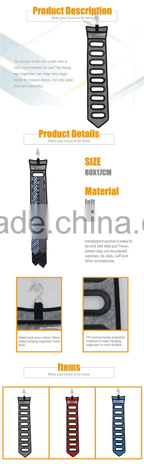 Fashion Style Closet Wall Amounted Men Giftes Scarf Hanging Tie Organizer