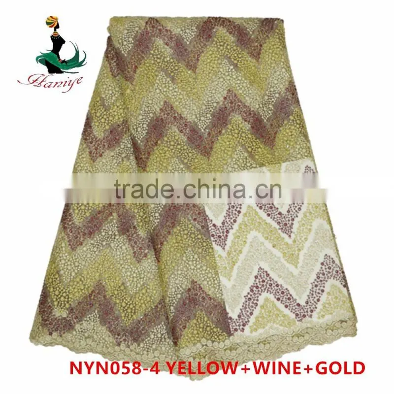 Haniye 2016 new design african french lace fabric with flower embroidery tulle lace fabric/NYN58