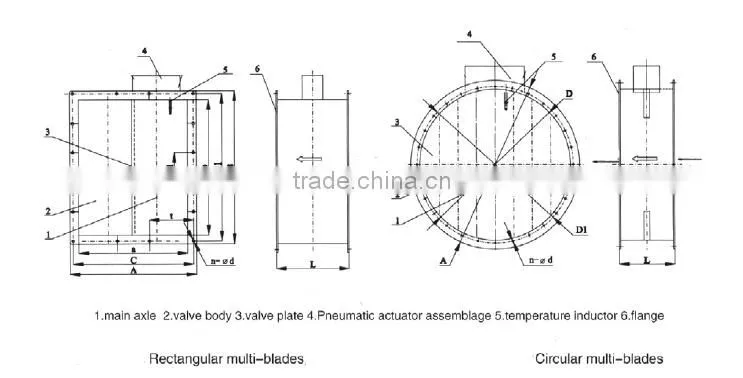 Rectangular pneumatic smoke control damper