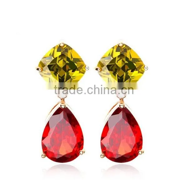 2016 Luxury Women Candy Color Zircon Drop Charm Pendant Earrings Wholesale ZTTM-E-2012080405