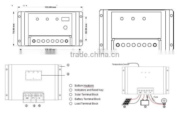 waterproof MPPT 5A street light solar charge controller 12/24v with USB port