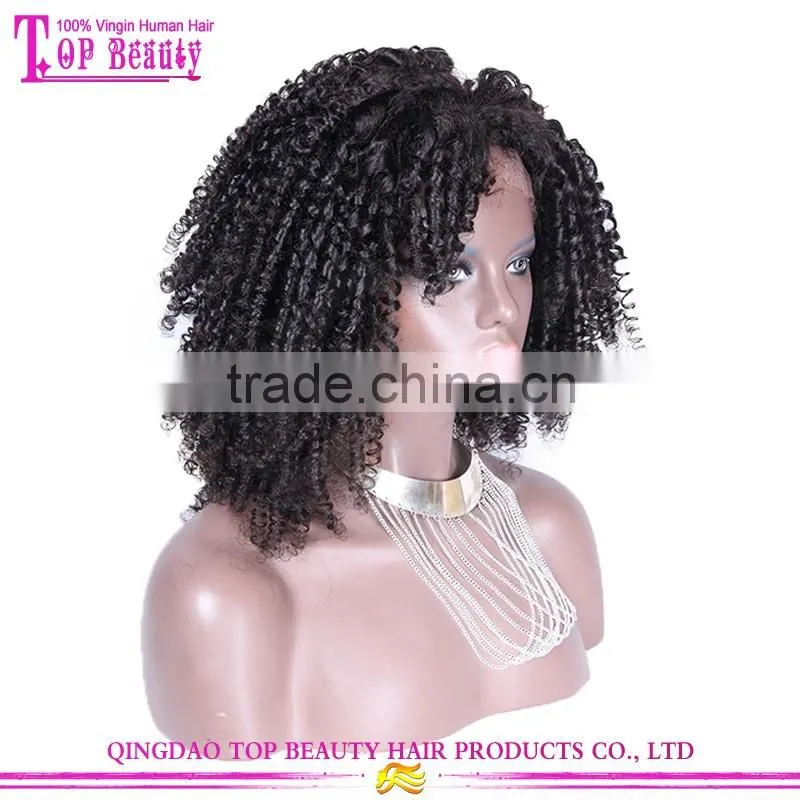2016 hot sale full lace curly bob wig 22inch 150% density natural color mongolian hair kinky curly wig for black women