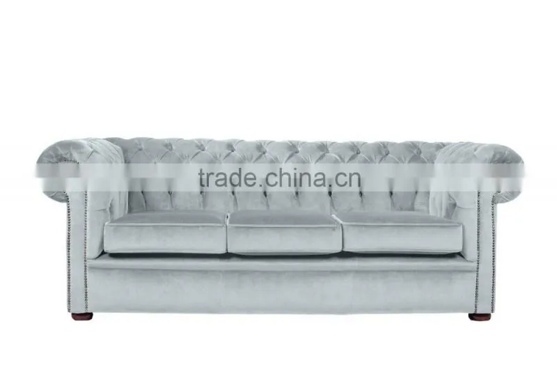 French style white velvet fabric living room sofa chesterfield sofa