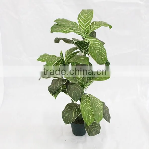 cheap artificial big leaves pant trees plastic trunk bonsai