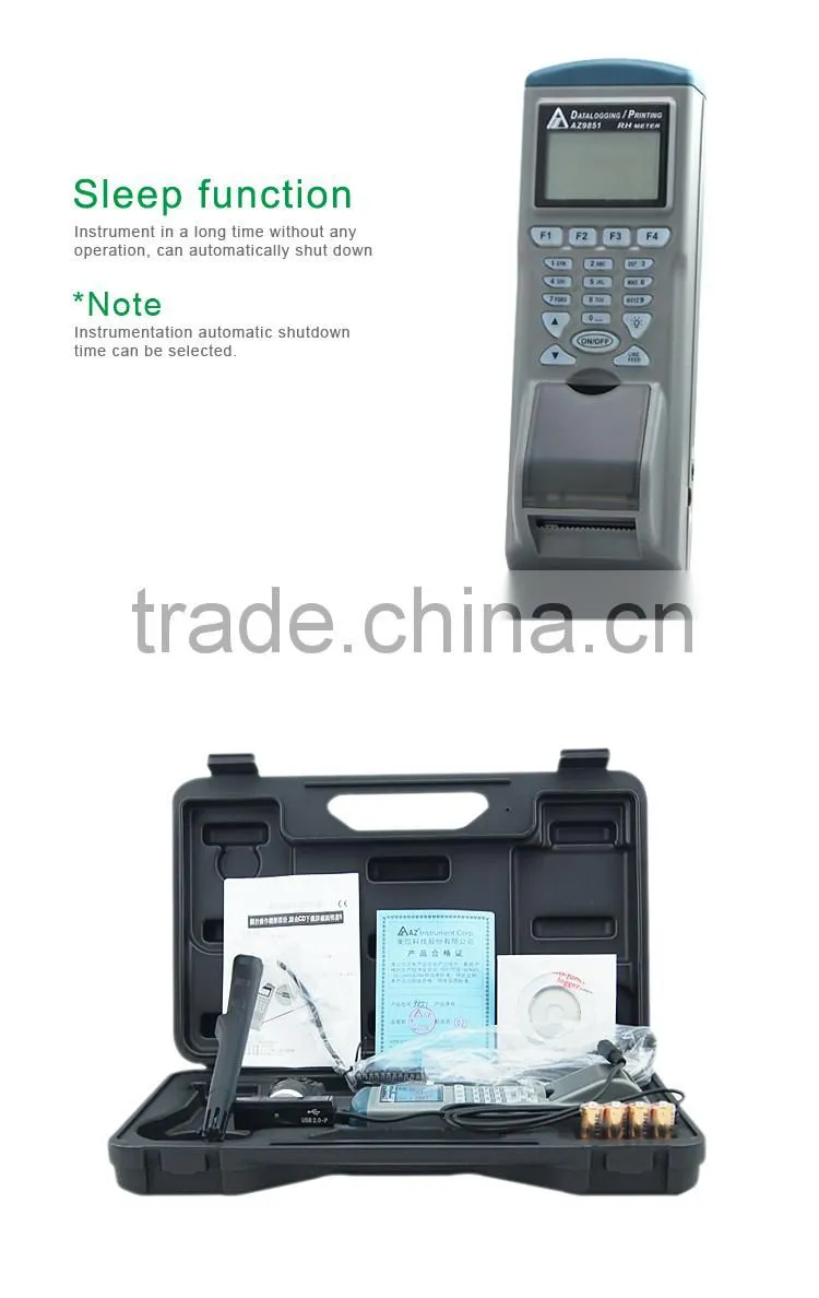 AZ9851 Portable RS232 Digital Humidity Temperature Data logger Relative Humidity Meter Hygrometer logger with Printer