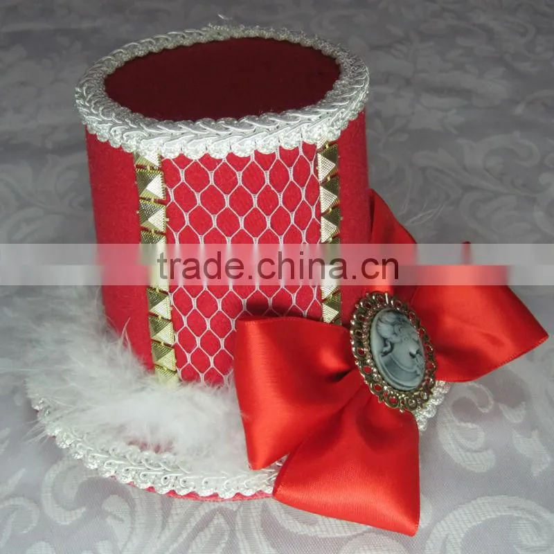 MYLOVE Black red colors bow felt hat with 2 clips wholesale MLGM013