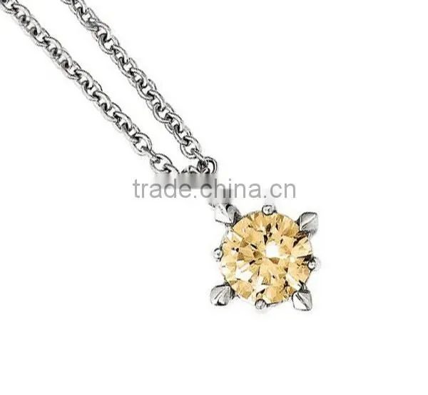 Stainless steel CZ stone flake pendant