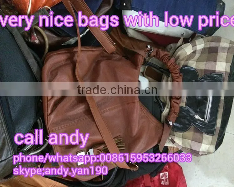 2015 fashionable wholesale second hand lady men used genuine leather bags