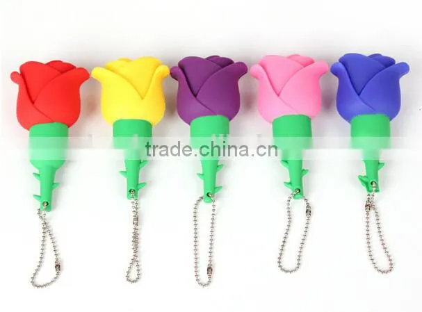 16GB Soft PVC Rose flower shaped usb flash drive wedding gifts factory price