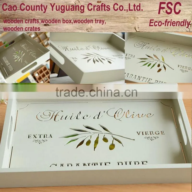 handmade white color engraved wooden tray,wooden plate