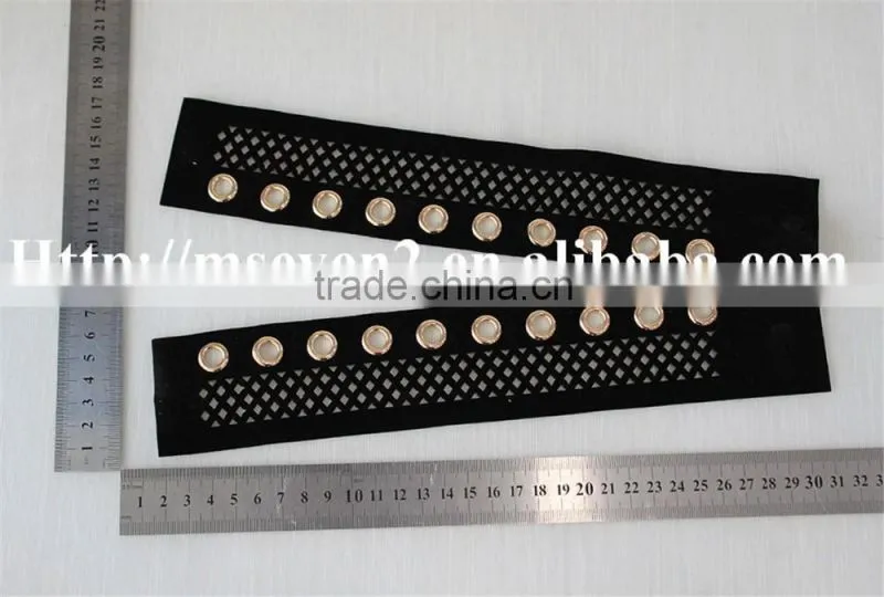 high quality polyester fabric matal eyelet applique net embroidery collar for sale