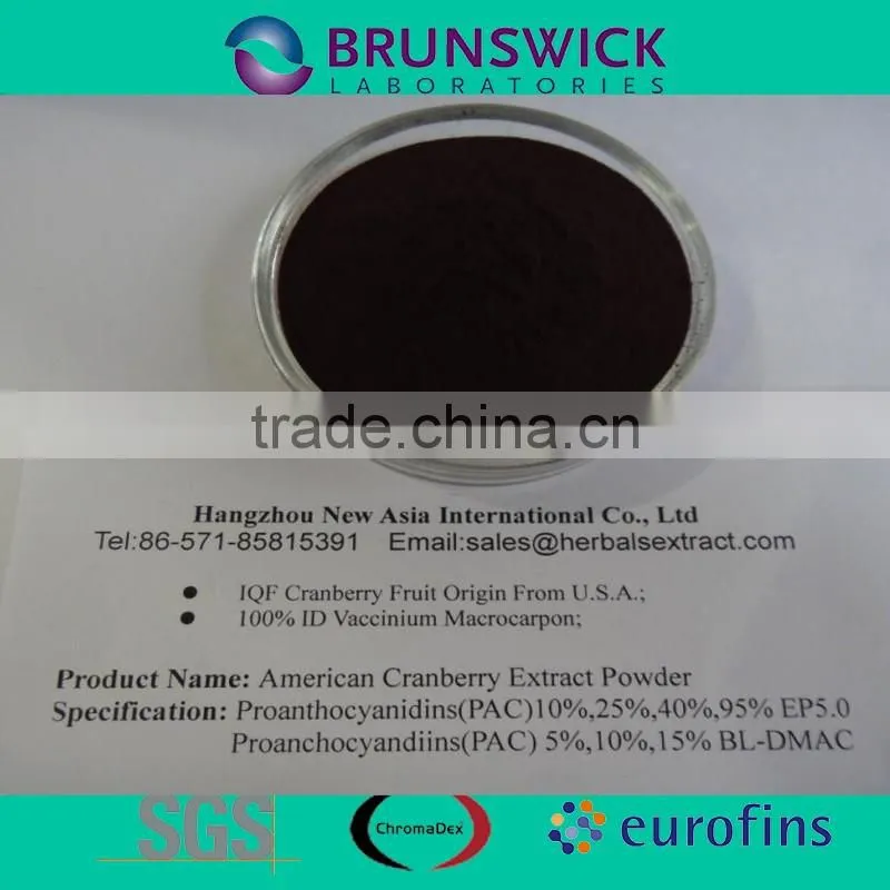 American Cranberry Extract,U.S.A Origin,100% ID Vaccinum Macrocarpon,Proanthocyanidins 5%-15% BL-DMAC;25%-95% UV EP Method