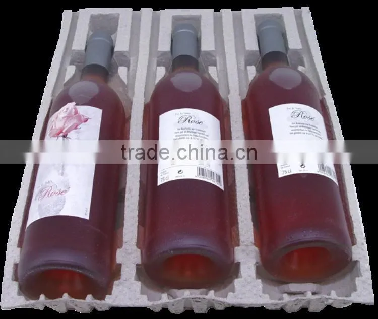 Biodegradable paper pulp wine packaging tray and box