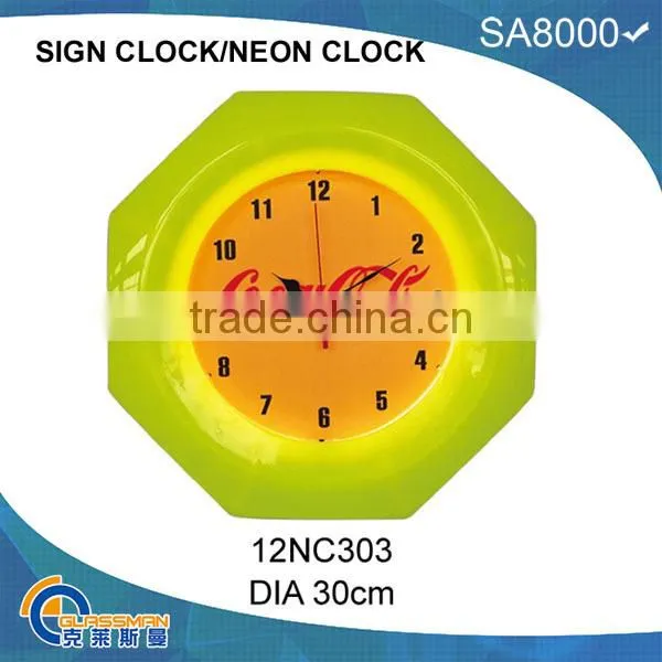 neon light wall clock