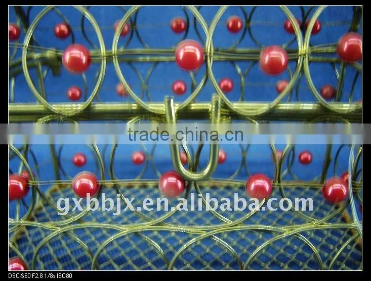 Gold wire decorative with red pearl big storage box with lid