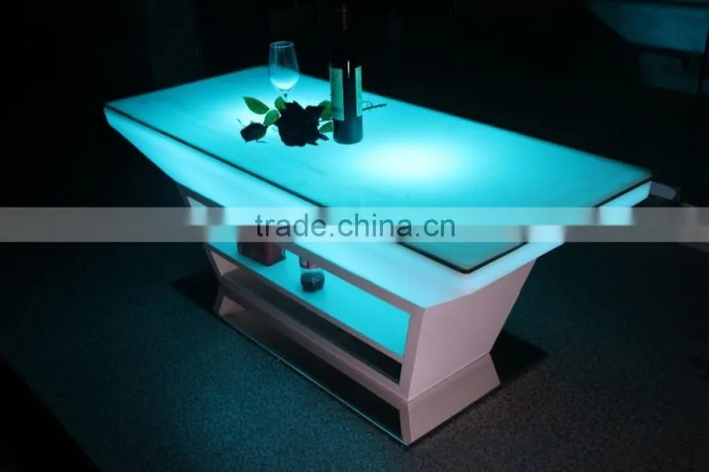 Stainless steel leg illuminate small party led bar counter with IR remote control