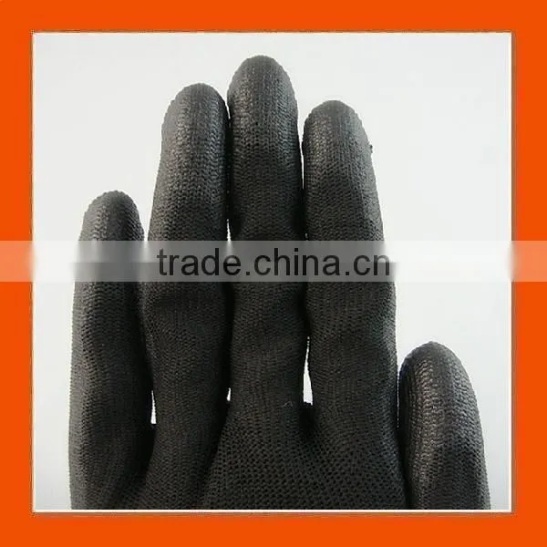 Black Polyurethane Palm Coated Gloves