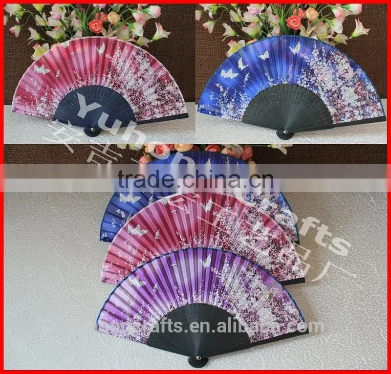 Chinese traditional bamboo real silk folding fan