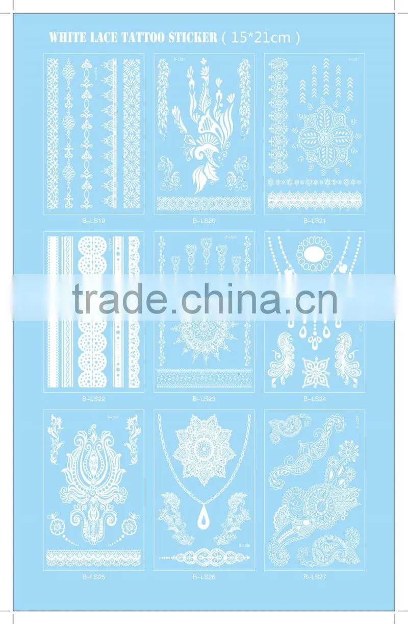 High Quality Body Jewelry White Color Temporary Hand Tattoo Sticker For Men T005-008