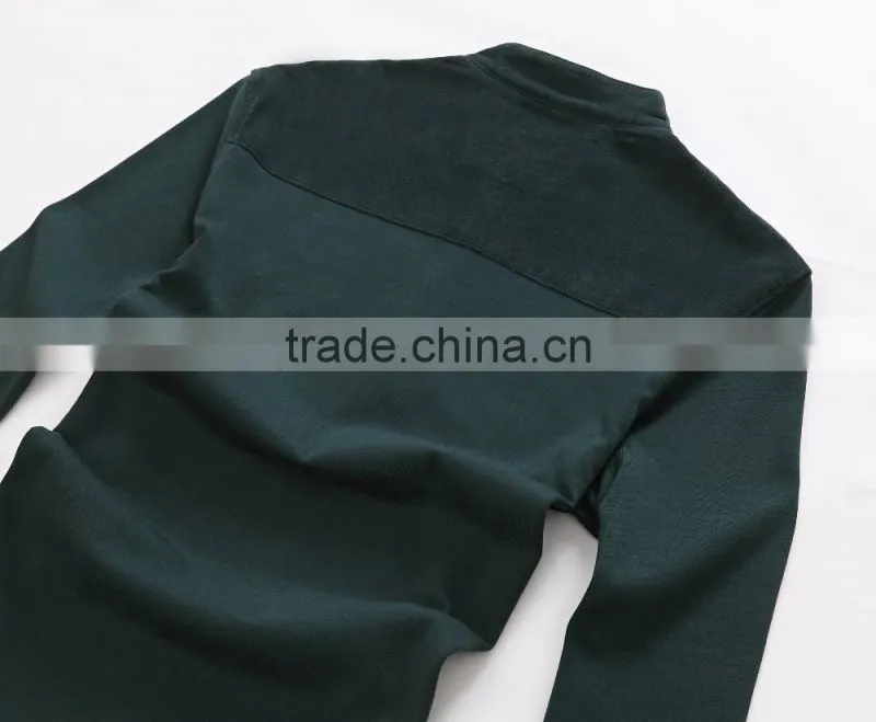 Men's Pique knit long sleeve t shirt 100%cotton