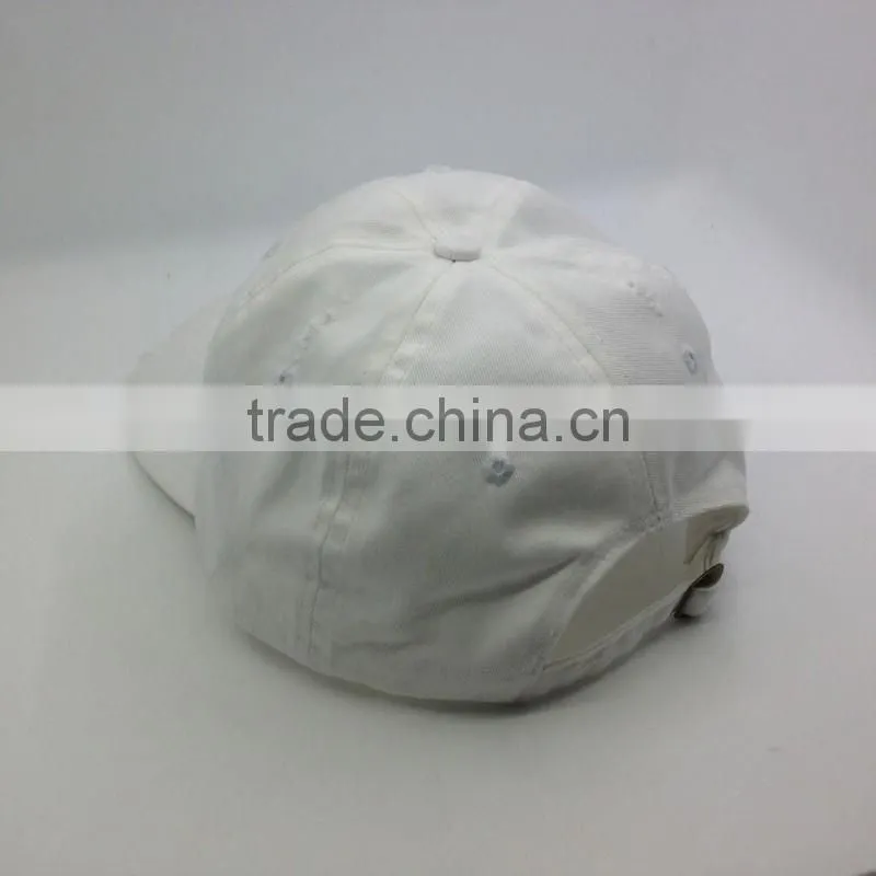 White Unstructured Washed Dad Cap Custom Distressed Hat