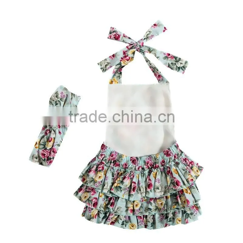 New arrival floral printed fashion baby girl bubble romper infant girls bubble romper